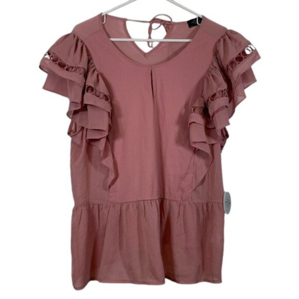 Women’s Flutter Sleeve Blouse in Dusty Rose